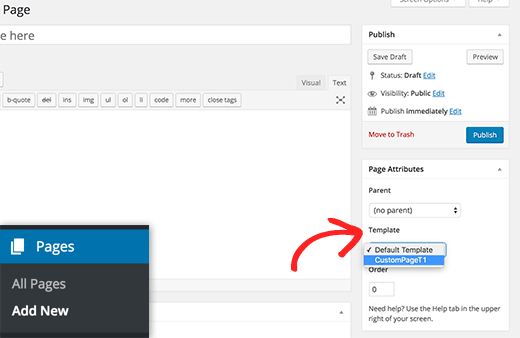 ساختن Custom Page در وردپرس selecttemplate